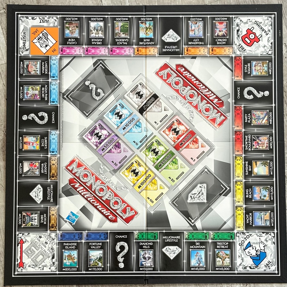 Hasbro Monopoly Millionaire Board Game Property Trading Diamond New Open Box - Picture 3 of 9